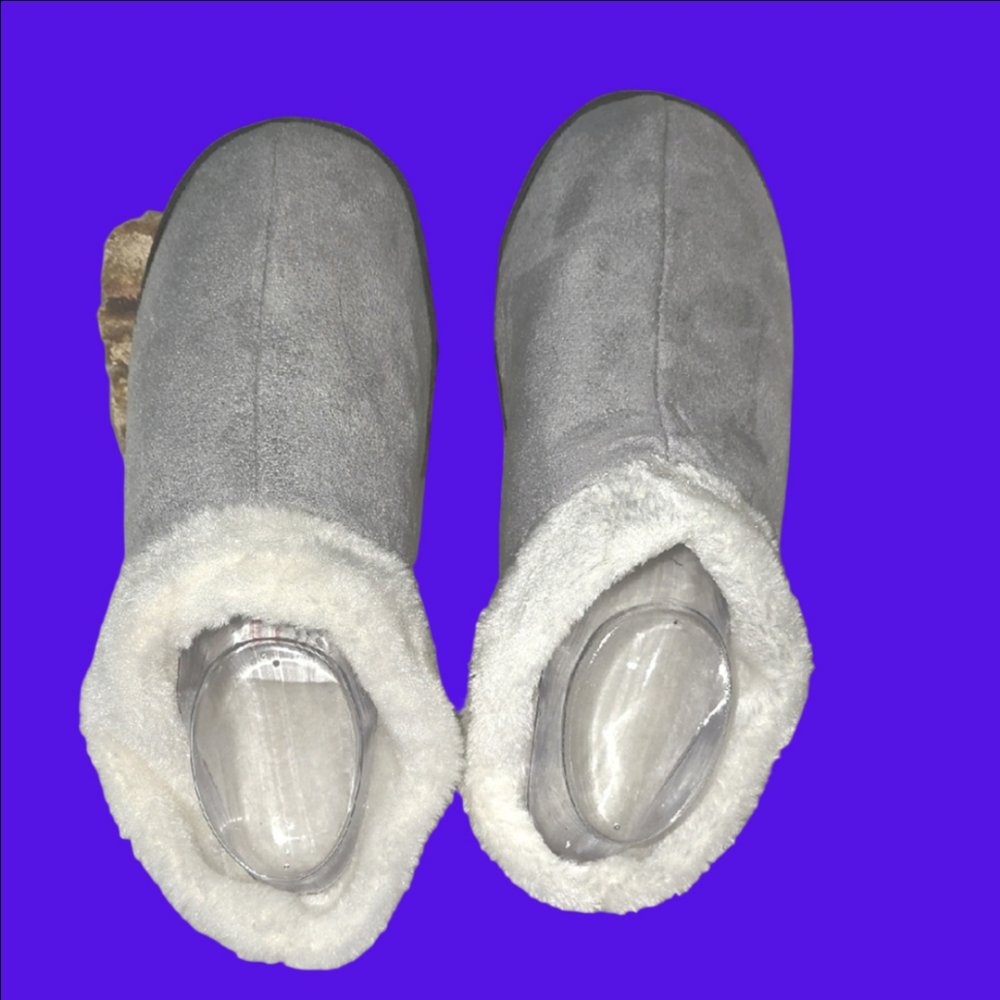 Cozy Gray and White Indoor Slippers- New In BOX